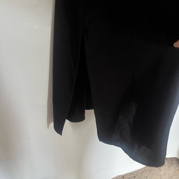 BCBGENERATION Midi Slip Dress Sz Large Lace Insert Black Slits Whimsigoth Adjust - Picture 10 of 14